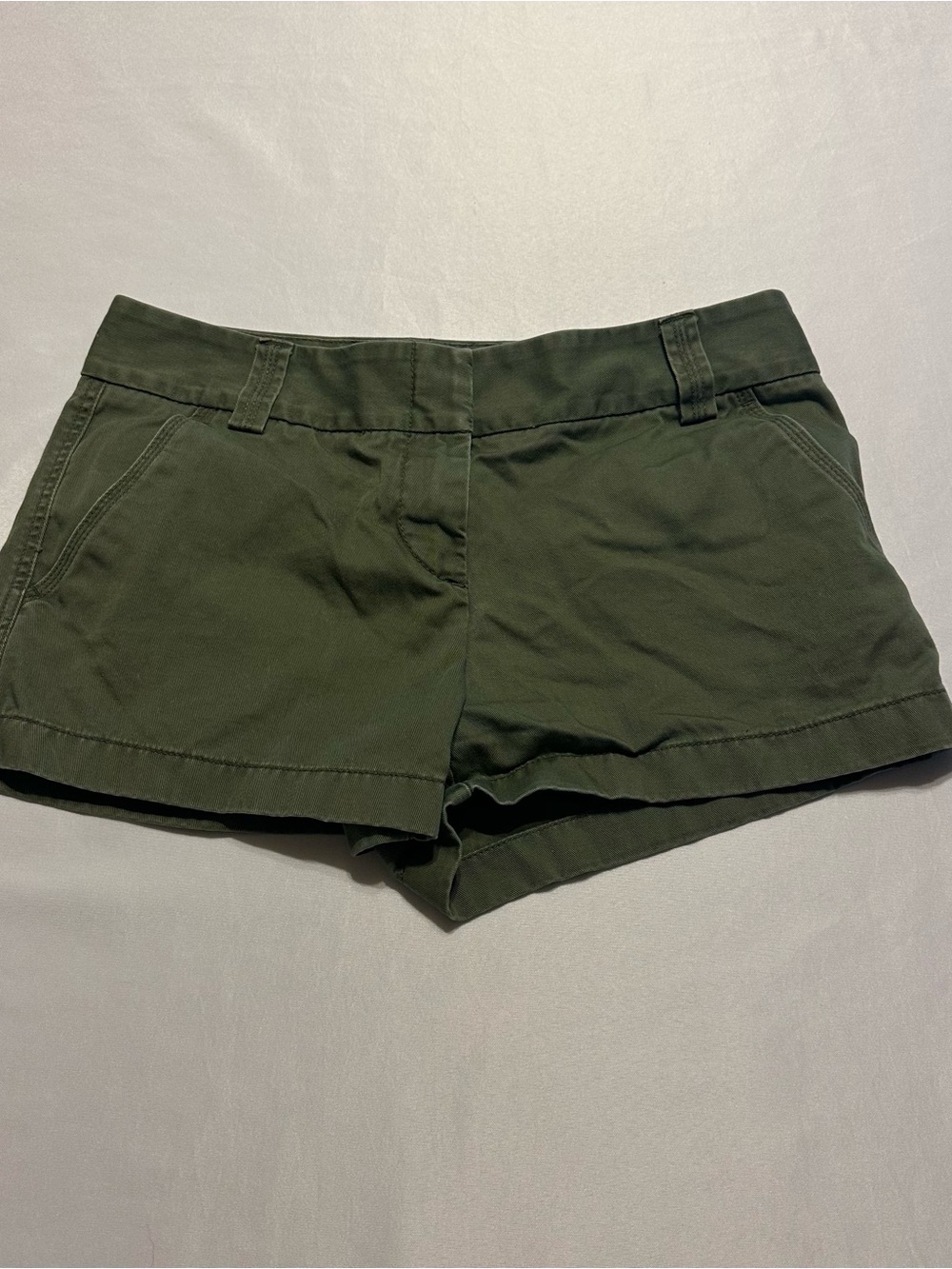 J. Crew Olive Green Cotton Blend  Vhino classic twill shorts